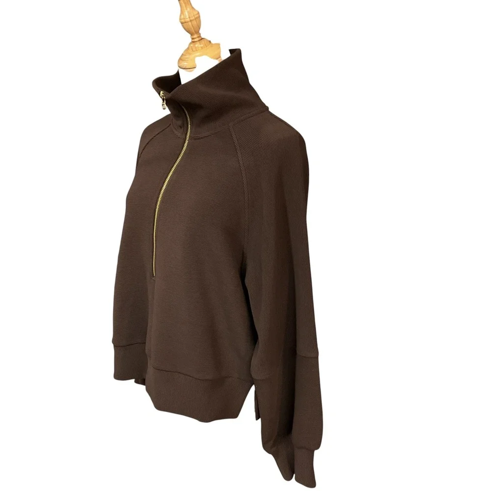 Varley Women's Milano Half Zip Sweatshirt Size Medium Coffee Bean Sz  Medium NWT